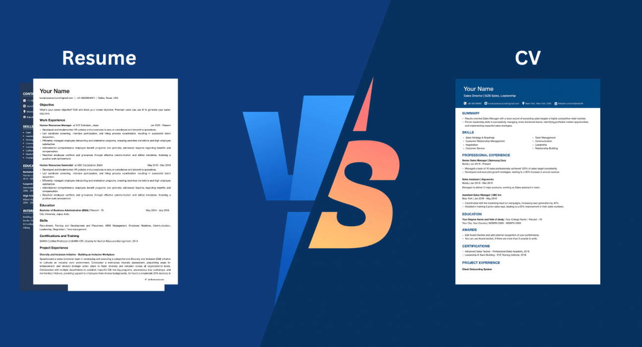 understand the difference between resume and CV