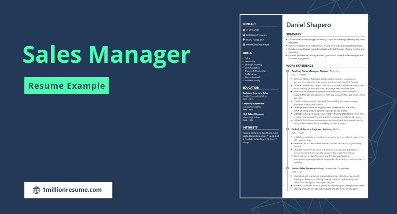 Sales Manager Resume Example & Guide