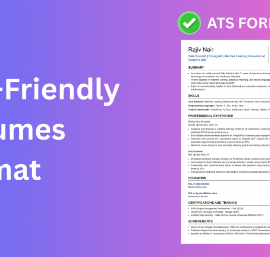 This image is showing us about ATS Friendly resumes format