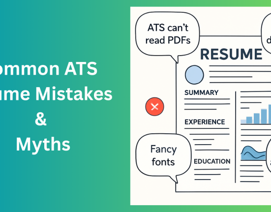 This image is showing about common ATS resume mistakes and myths
