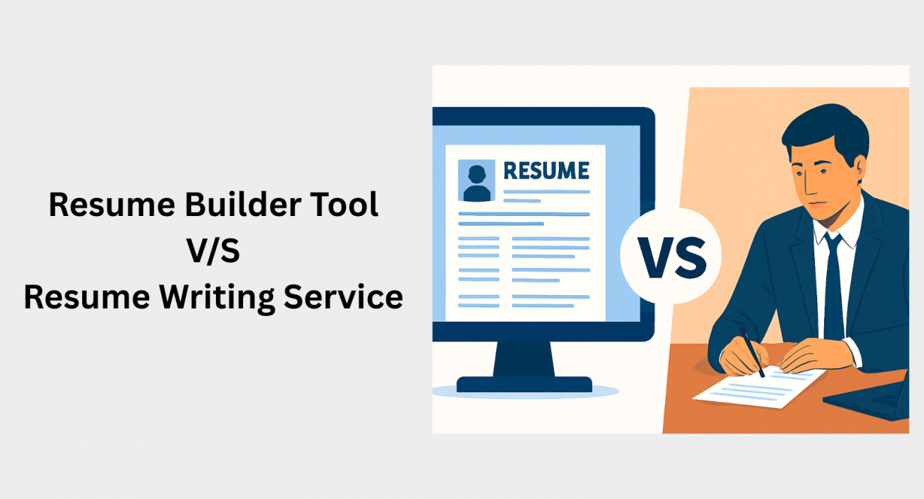image is showing about comparison of resume builder tool and resume writing services