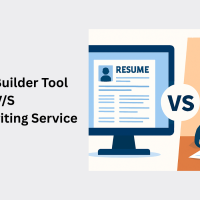 image is showing about comparison of resume builder tool and resume writing services