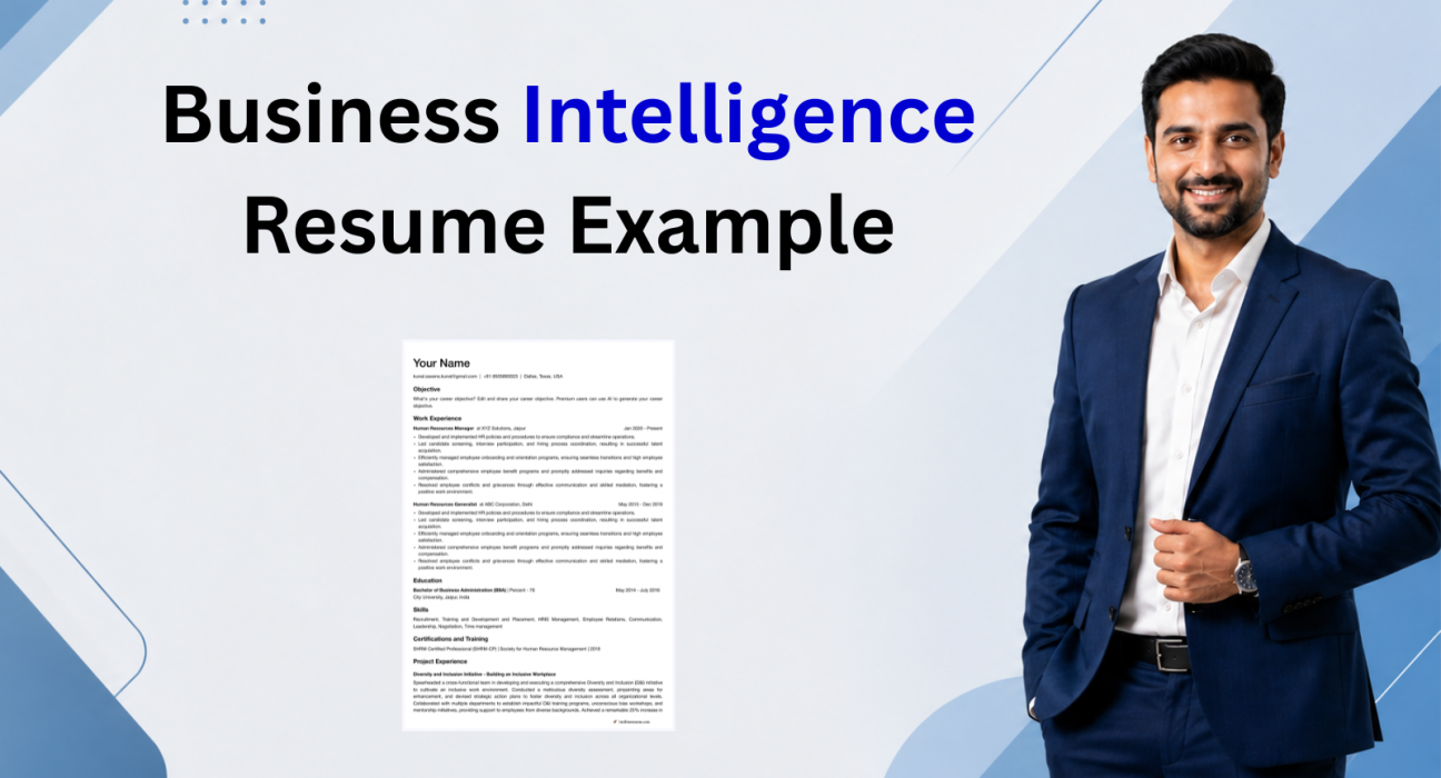 This image is showing Business Intelligence Resume blog featured image.